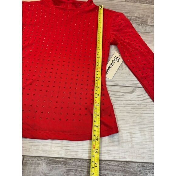 No Boundaries Rhinestone Studded Mesh Top with Long-Sleeves Red NWT Size XXS - Picture 7 of 12